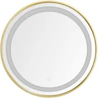 Zumaline Runder LED-Badezimmerspiegel mit Beleuchtung, Durchmesser 60 cm, 557 lm, 3000+4000+6000 K, Schutzart IP44, goldfarben, transparent - LUSTRO D251801