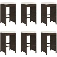 Syfax Garten-Barhocker mit Kissen 6 Stk. Braun Poly Rattan