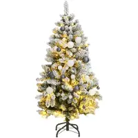 Syfax Künstlicher Weihnachtsbaum Klappbar 150 LEDs & Kugeln 150 cm