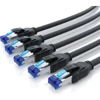 Primewire LAN-Kabel 5er Set CAT 8 Patchkabel RJ45 Netzwerkkabel 40 Gbit/s, S/FTP doppelt geschirmt, vergoldete Kontakte, abwärtskompatibel, 5 Stück, 0,5 m, schwarz