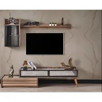AEA Moderne Wohnwand Designer Holz TV-Schrank Luxus Wandschrank Regal 3tlg