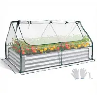 StarTech.com Hochbeet aus Metall - Rechteckiges Garten- und Gemüsebeet 180 x 90 x 30 cm - Mit Gewächshausabdeckung - Pflanzkasten-Set mit Handschuhen - Für Blumen & Gemüse - Für Außenbereich