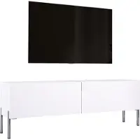 3Xeliving TV-Schrank : MattWeiß mit Beinen in Chrom, 140 x 52 x 32 cm