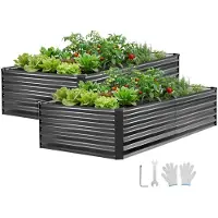 StarTech.com Hochbeet aus Metall - 2er-Set Rechteckiges Gartenbeet/Pflanzbeet 203 x 102 x 46 cm - Verzinkt - Witterungs- & Rostfest - Einfache Montage - Für Gemüse & Blumen - Mit Handschuhen