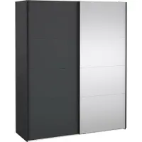 Dmora Kleiderschrank 2 Türen Adeline, Schlafzimmermöbel, Schrank, Garderobe, 179x65 h220 cm, Grau