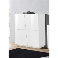 Möbelando Highboard Standschrank Sideboard Beistellschrank Schrank Anrichte "Viterbo I" Weiß Hochglanz