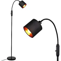 ZMH Stehlampe Wohnzimmer Vintage Schwarz Stehleuchte Stoff Bogen 360° Drehbarer Modern mit Fußschalter E14 Standlampe Metall Design Standleuchte für Schlafzimmer Büro