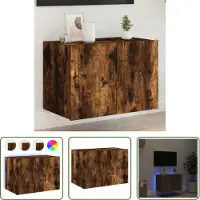 The Living Store TV-Wandschrank mit LED-Leuchten Räuchereiche 60x35x41 cm
