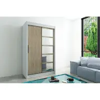 Minio Kleiderschränk 150 cm ROMA 1 Weiß / Sonoma Eiche