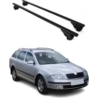 Omtec Dachquerträger für Skoda Octavia Kombi, Baujahr 2004-2012, aus schwarzem Metall