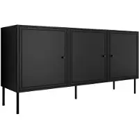 Mirjan 24 Sideboard Palazzo Bis 150 3D, Kommode mit drei Drehtüren, Metallfüße in der Farbe Schwarz (Farbe: Schwarz)