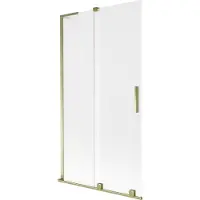 Mexen Velar L Badewannenwand 2-flügelig, verschiebbar 100 x 150 cm, mattiert, gold - 896-100-003-31-50