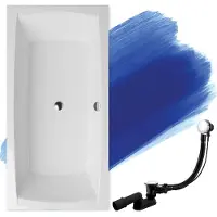 Badland Badewanne Rechteck Apri 140x70 mit Ablaufgarnitur und Füßen GRATIS ohne Verkleidung