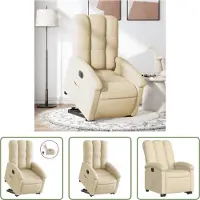 The Living Store Relaxsessel mit Aufstehhilfe Elektrisch Creme Stoff