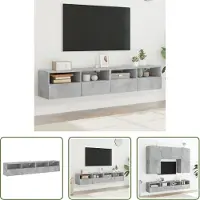 The Living Store TV-Wandschränke 2 Stk. Betongrau 80x30x30 cm Holzwerkstoff