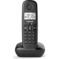 Gigaset Festnetztelefon Basic 100, Freisprecheinrichtung, Beleuchtetes Display, 50 Kontakte, Anrufblockierung, Schwarz