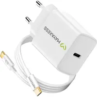 Avizar Mayaxess, 20W Ladegerät für Galaxy S25 Plus mit 1m USB-C Kabel, Weiß