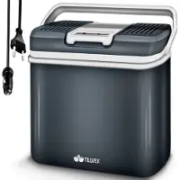 Tillvex Kühlbox elektrisch 24L Grau | Mini-Kühlschrank 230 V und 12 V für KFZ Auto Camping | kühlt & wärmt | ECO-Modus