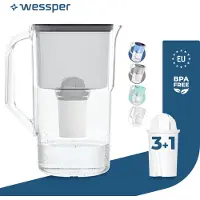 Wessper D1 SOLID Wasserfilterkanne 2,8 L Schwarz mit 4x aquaclassic Filter