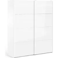 Dmora Kleiderschrank 2 Türen Badesse, Schlafzimmermöbel, Schrank, Garderobe, 182x62 h220 cm, Glänzendes Weiß