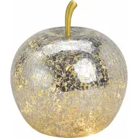 Spetebo 3.08 Glas Apfel mit 20er LED Lichterkette - Ø 16 cm - Dekoleuchte Batterie - Farbe: Silber