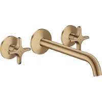 Axor One 3-Loch Waschtischarmatur Unterputzmodell für Wandmontage, Auslauf 220mm, mit Kreuzgriffen, 48140140, Farbe: Brushed Bronze