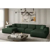 Fun-Möbel Wohnlandschaft U-Form CELES in Stoff Opera Velvet Grün