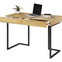 Minio Schreibtisch 110 cm FELIX 6 Bürotisch | Hikora Natural mit Stahlbeinen