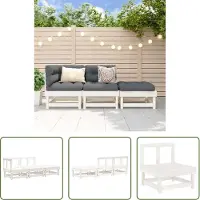The Living Store 3-tlg. Garten-Lounge-Set Weiß Massivholz Kiefer