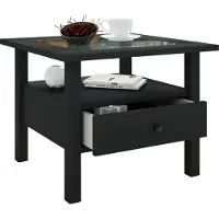VCM Couchtisch "Holz Sofatisch Couchtisch Schublade Lingis M", schwarz, B:54cm T:54cm, Tische, Couchtisch