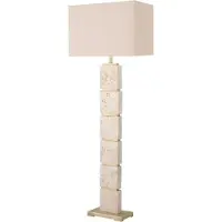 Casa Padrino Luxus Stehleuchte Beige / Antik Messing 55 x 30 x H. 145,5 cm - Travertin Stehleuchte mit rechteckigem Lampenschirm - Luxus Stehleuchten - Luxus Qualität