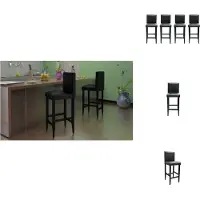 vidaXL Barshocker 4 Stk. Schwarz Kunstleder - Barhocker