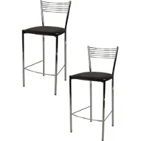 STOCK LINE t m c s Tommychairs - 2er Set moderne Barhocker ELEGANCE für Küche und Esszimmer, robustes Gestell aus verchromtem Stahl, gepolsterte Sitzfläche mit Kunstleder in der Farbe Mokka bezogen