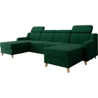 Mirjan 24 Wohnlandschaft Marbella U, Wohnzimmer Ecksofa mit zwei Bettkästen und Schlaffunktion, U-Form, Holzfüße, Einstellbare Kopfstützen (Farbe: Kronos 19)