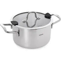 Orion | Schmortopf mit Glasdeckel - 22 cm - 4,3 l - Edelstahl-Kochtopf - Induktionsgeeignet - Spülmaschinenfest - VENICE