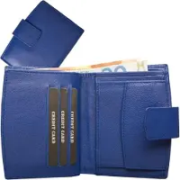 Impex Geldbörse mit Außenriegel Nappa Leder Kombibörse royalblau