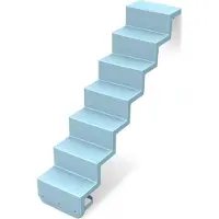 REKU Treppe ELEGANZ 80 Randbefestigung 6-stufig für Universal-Einbau aus Polyester, Farbe:Meerblau