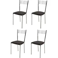 STOCK LINE t m c s Tommychairs - 4er Set moderne Stühle ELEGANCE für Küche und Esszimmer , robustes Gestell aus verchromtem Stahl, gepolsterte Sitzfläche mit Kunstleder in der Farbe Mokka bezogen