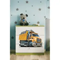 RAUMHIRSCH FURNITURE Kinderkommode mit Schubladen Lastwagen in der Farbe Grün Babydreams