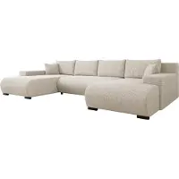 Mirjan 24 Ecksofa Nojan Cord, Wohnzimmer Eckcouch mit Bettkasten und Schlaffunktion, U-Form (Farbe: Poso 100)