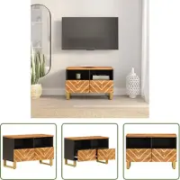 The Living Store TV-Schrank Braun und Schwarz 70x33,5x46 cm Massivholz Mango