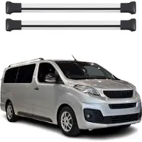 Omtec Dachquerträger für Peugeot Expert, Baujahre 2016-2021, aus Aluminium, Farbe Grau
