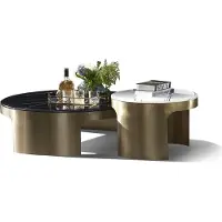 AEA Eleganter Marmor-Couchtisch mit Edelstahl in modernem Design