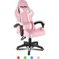 Bigzzia Bürostuhl, Gaming Stuhl, Gaming Sessel, Schreibtischstuhl, Ergonomisches Design mit Kissen, bis zu 110 kg, Rosa