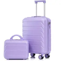 LVHOM Hartenschalenkoffer-Set 2-teilig aus ABS-Hartschale, 14"-19"-Set mit 360° Rollen, Reisekoffer-Set, Trolley Set wasserdicht, Lila