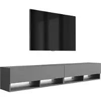 3Xeliving TV-Lowboard 200 (2 x 100) cm Anthrazit, LED weiß, 200 × 32 × 34 cm