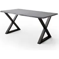 Lomadox Esszimmer Tisch 180x100 cm, Akazie massiv, grau sandgestrahlt - COSENZA-06