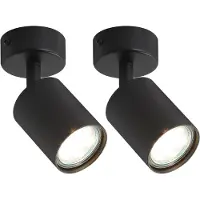 ZMH LED Deckenstrahler Schwarz 1 Flammig Deckenlampe 2ER Deckenleuchte GU10 Metall Deckenspots Schwenkbar 330° Strahler für Wohnzimmer Schlafzimmer