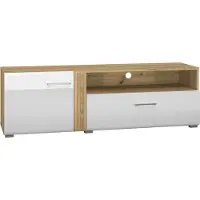 Furnlux Classic FURNLUX Tv-ständer Adagio Eiche Und Glänzend Reinweiss 150cm / Hauptfarbe: Weiß / Abmessungen: 150 x 47 x 42 cm