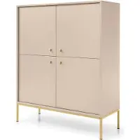Furnlux Classic FURNLUX Sideboard Mono Beige Und Gold 104cm / Hauptfarbe: Beige / Abmessungen: 104 x 39 x 126 cm